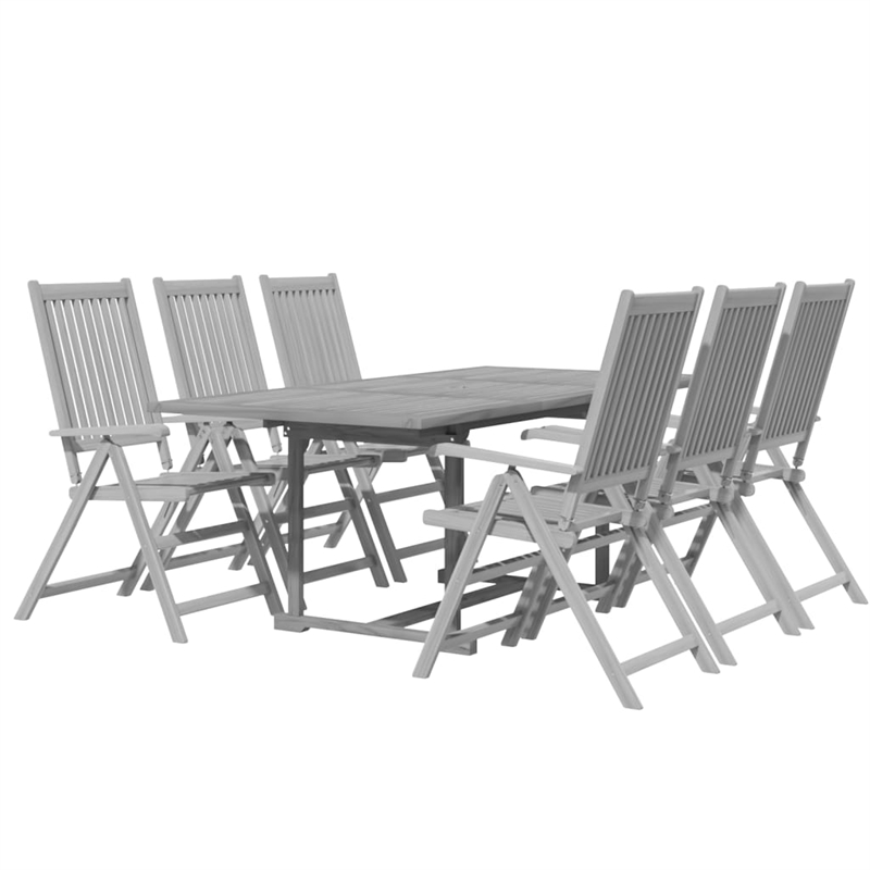vidaXL Solid Acacia Wood Standard Extendable Garden Dining Set in Gray