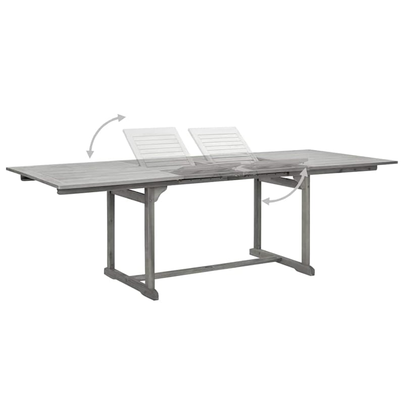 vidaXL Solid Acacia Wood 7-Piece Foldable Garden Dining Set in Gray