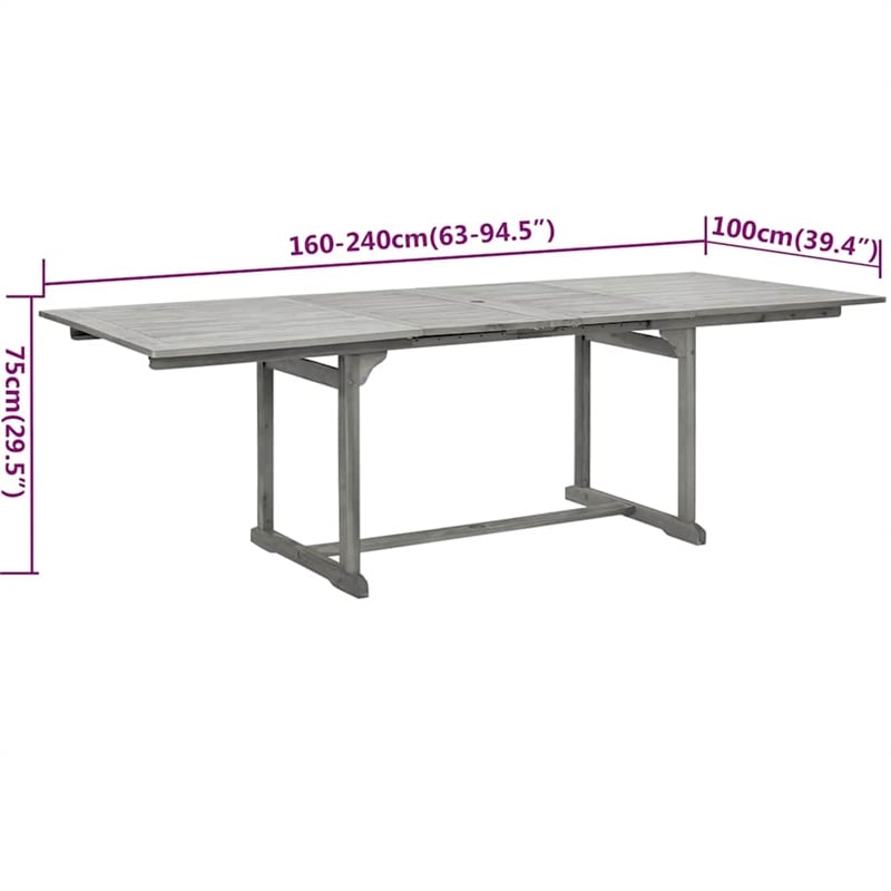 vidaXL Solid Acacia Wood 7-Piece Foldable Garden Dining Set in Gray