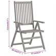 vidaXL Solid Acacia Wood 7-Piece Foldable Garden Dining Set in Gray