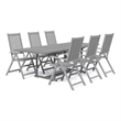 vidaXL Solid Acacia Wood 7-Piece Foldable Garden Dining Set in Gray