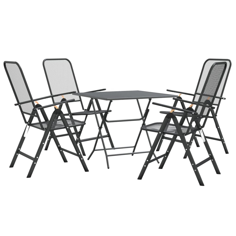 vidaXL Expanded Metal Mesh With E-Coating Garden Dining Set in Anthracite/Gray