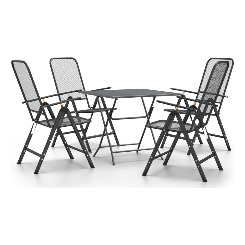 vidaXL Expanded Metal Mesh With E-Coating Garden Dining Set in Anthracite/Gray