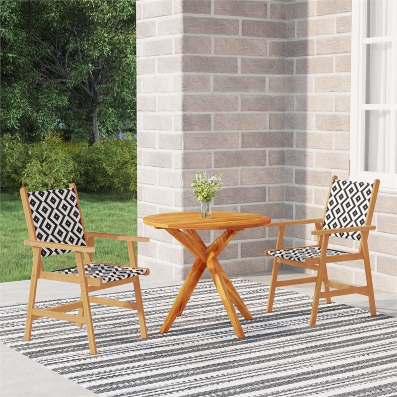 vidaXL Natural Wood With Rattan Accents Garden Dining Set in Brown