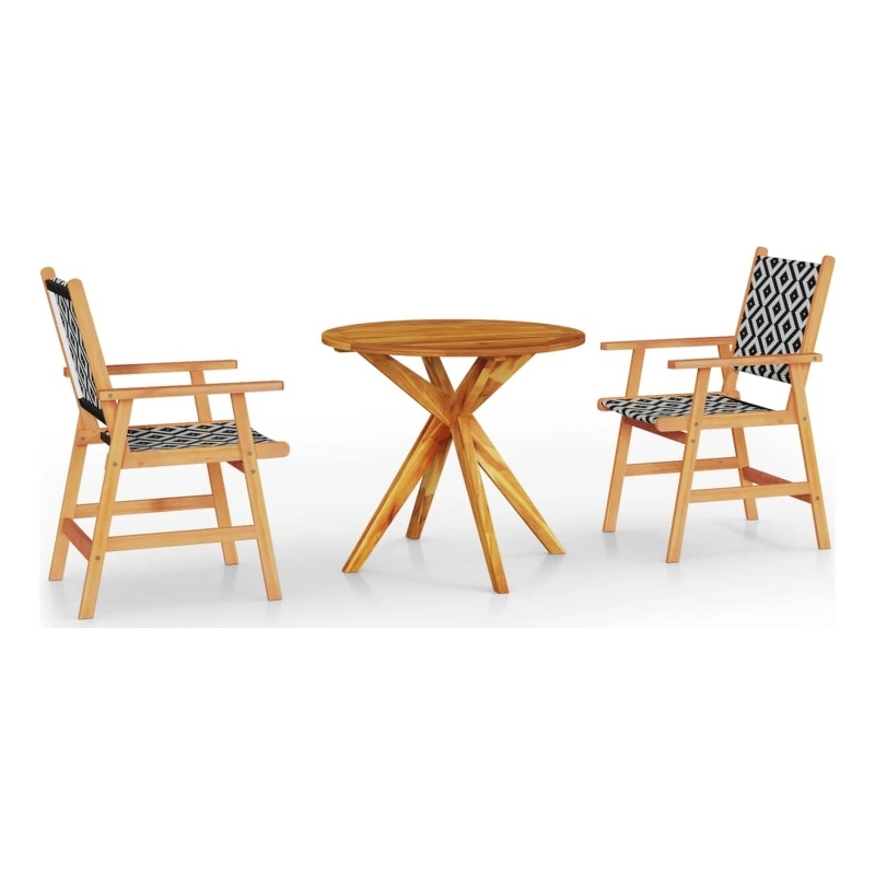 vidaXL Natural Wood With Rattan Accents Garden Dining Set in Brown