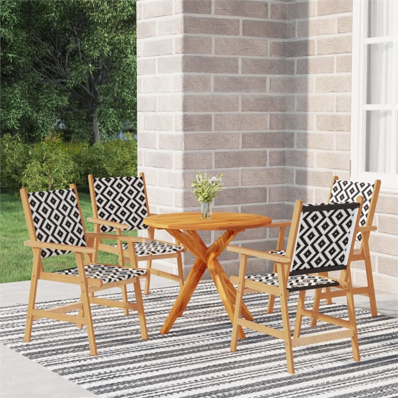 vidaXL 5PC Solid Acacia Wood Garden Dining Set in Brown