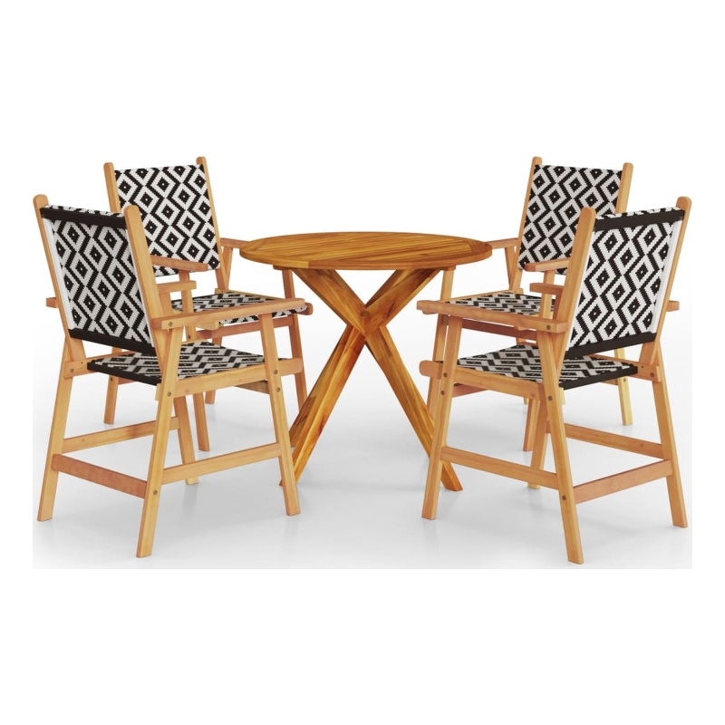 vidaXL 5PC Solid Acacia Wood Garden Dining Set in Brown
