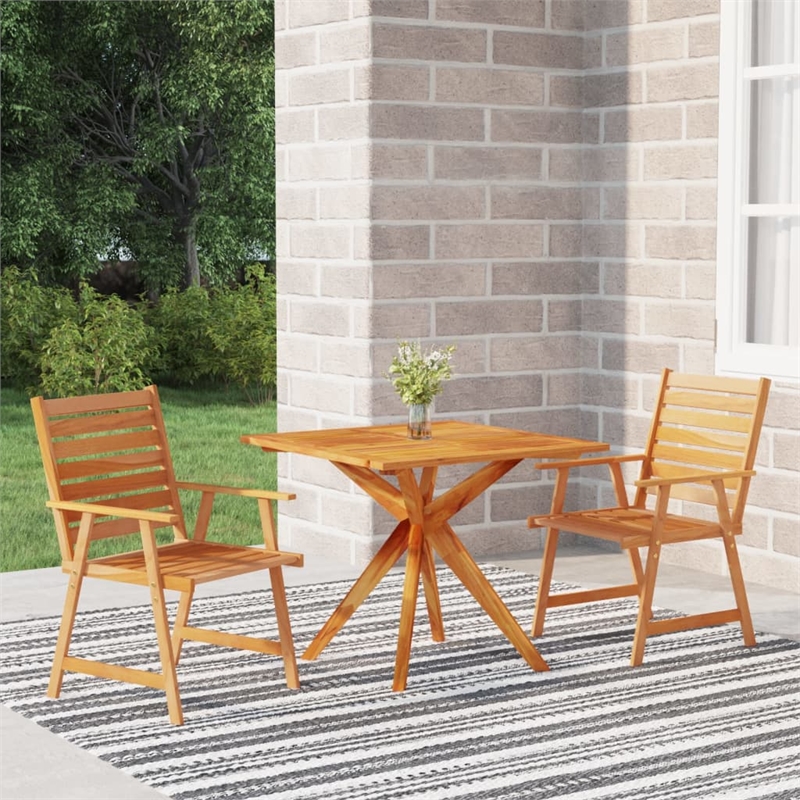 vidaXL Solid Acacia Wood Garden Dining Set in Brown