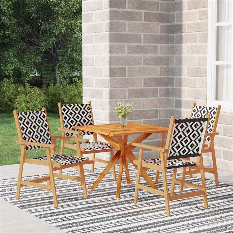 vidaXL Solid Acacia Wood Garden Dining Set in Brown