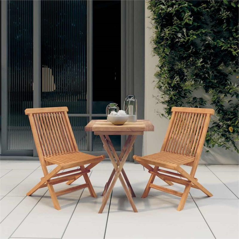 vidaXL Solid Teak Wood Compact Foldable Garden Dining Set Natural/Brown