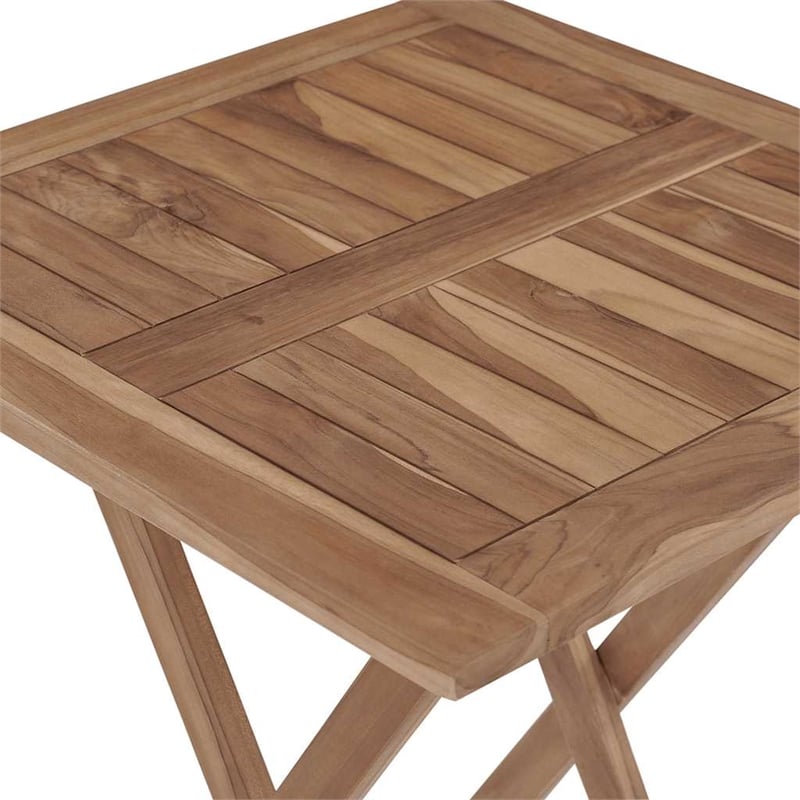 vidaXL Solid Teak Wood Compact Foldable Garden Dining Set Natural/Brown