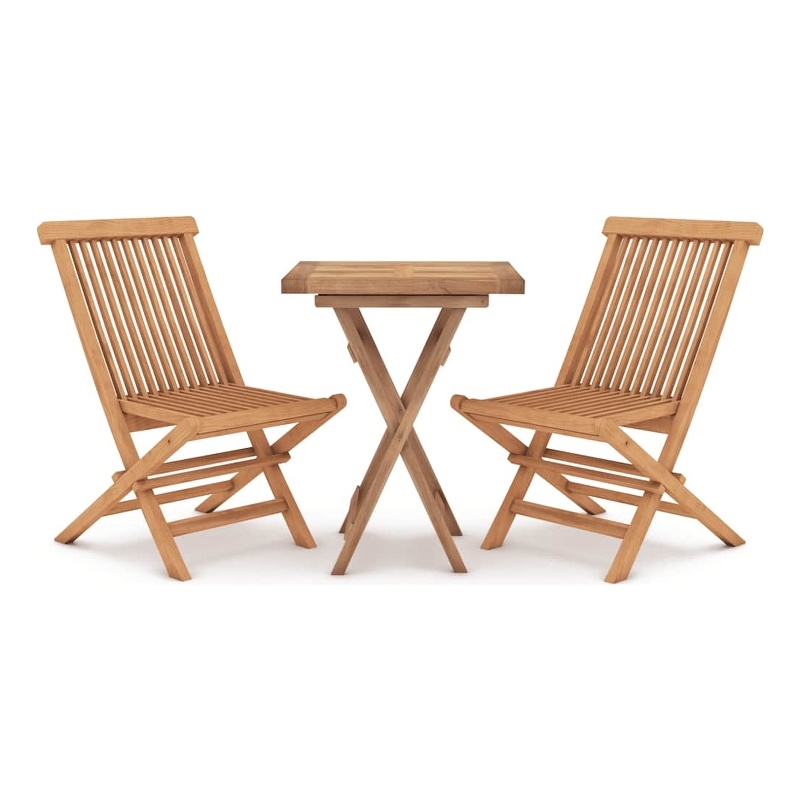 vidaXL Solid Teak Wood Compact Foldable Garden Dining Set Natural/Brown
