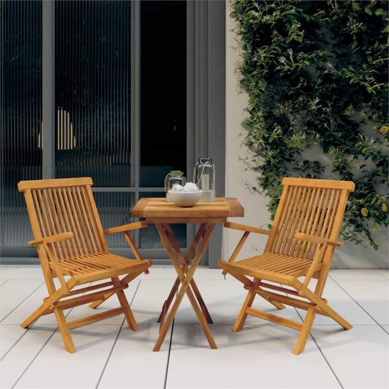vidaXL Smoothly Sanded Teak Hardwood Medium Garden Dining Set in Brown