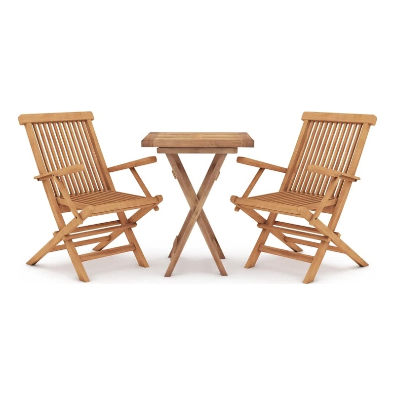 vidaXL Smoothly Sanded Teak Hardwood Medium Garden Dining Set in Brown