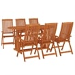 vidaXL Solid Eucalyptus Wood 7 Piece Set Garden Dining Set in Reddish-Brown