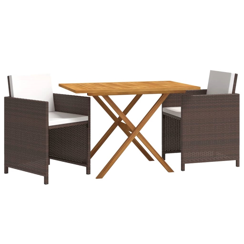 vidaXL Solid Acacia Wood Medium Removable Covers Garden Dining Set in Brown