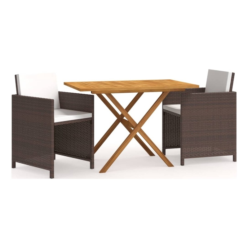 vidaXL Solid Acacia Wood Medium Removable Covers Garden Dining Set in Brown