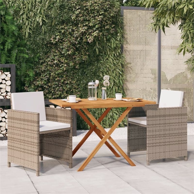 vidaXL Solid Acacia Wood Medium Garden Dining Set in Beige