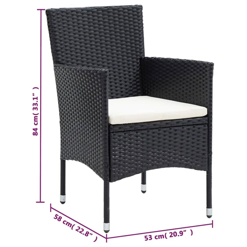 vidaXL PE Rattan & Steel Medium Dining Set in Black