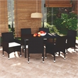 vidaXL Poly Rattan 7 Piece Durable Dining Set in Black
