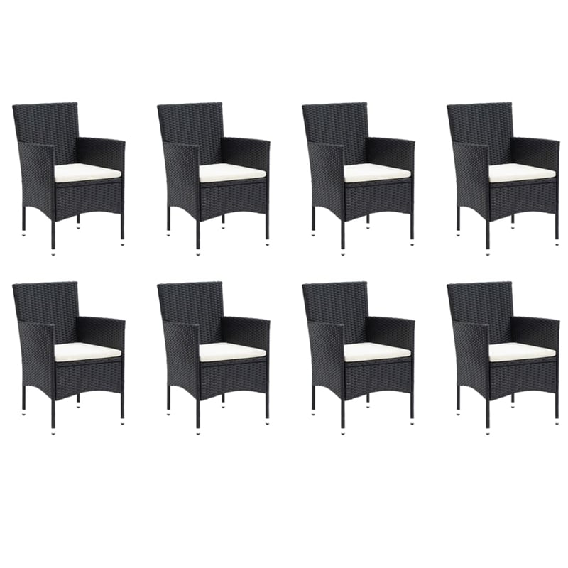 vidaXL Poly Rattan 9 Piece Rectangular Dining Set in Black