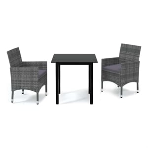 vidaXL PE Rattan & Glass Medium Dining Set in Gray