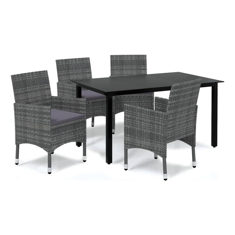 vidaXL PE Rattan 5-Piece Set Lightweight Dining Set in Gray