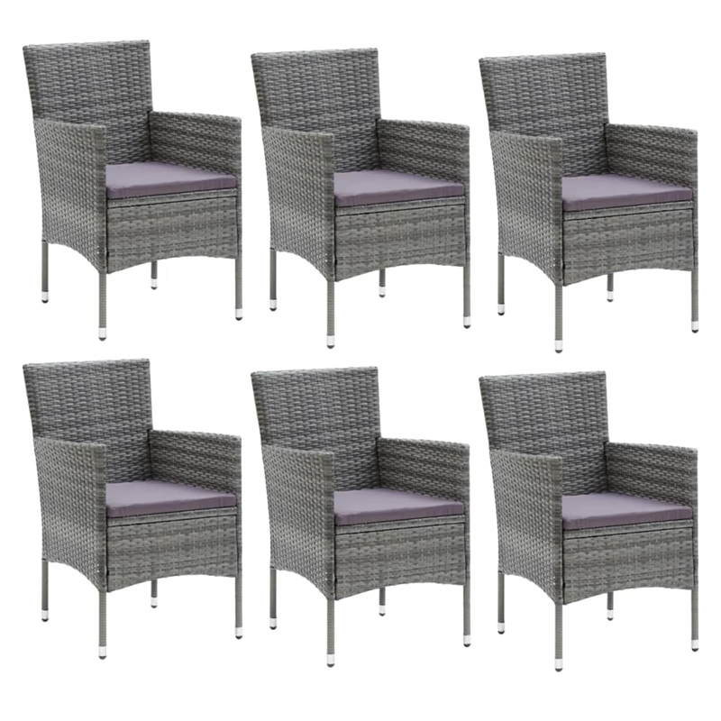 vidaXL Glass 7 Piece Garden Dining Set in Gray