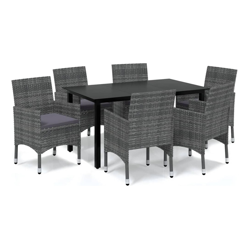 vidaXL Glass 7 Piece Garden Dining Set in Gray