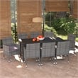 vidaXL PE Rattan Large Rectangular Dining Set in Gray