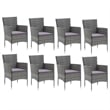 vidaXL PE Rattan Large Rectangular Dining Set in Gray
