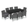 vidaXL PE Rattan Large Rectangular Dining Set in Gray