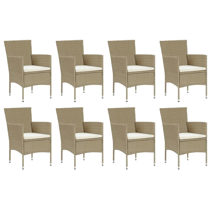 vidaXL Dining Set in Beige Chair/Cream Cushion/Black Table