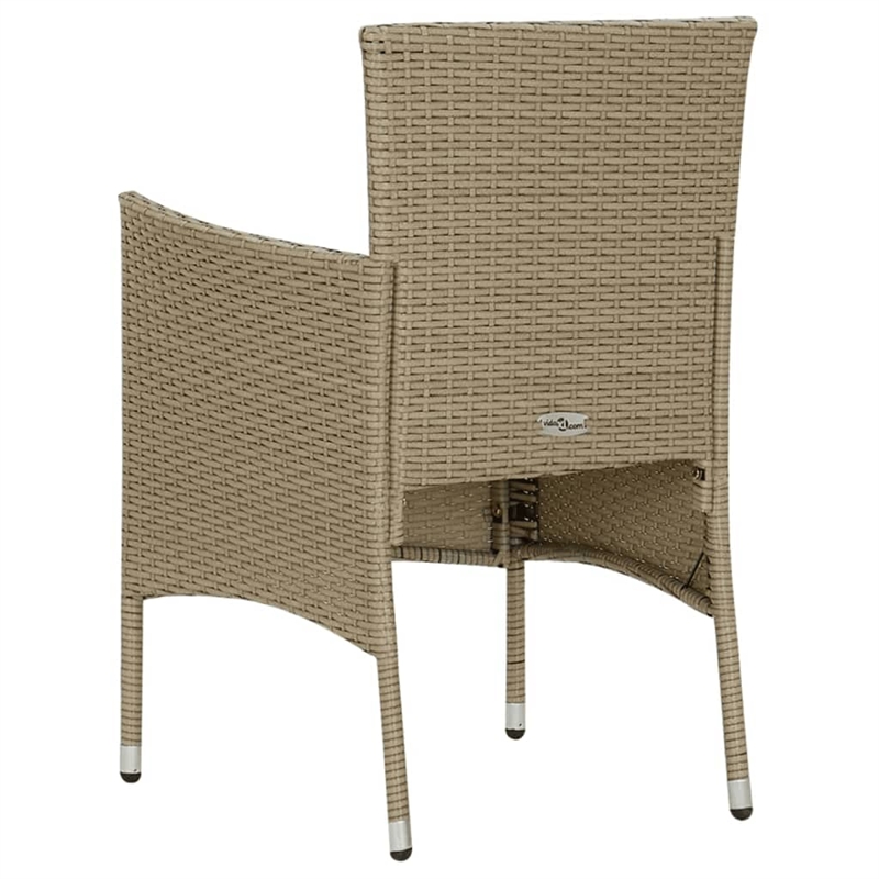 vidaXL Dining Set in Beige Chair/Cream Cushion/Black Table