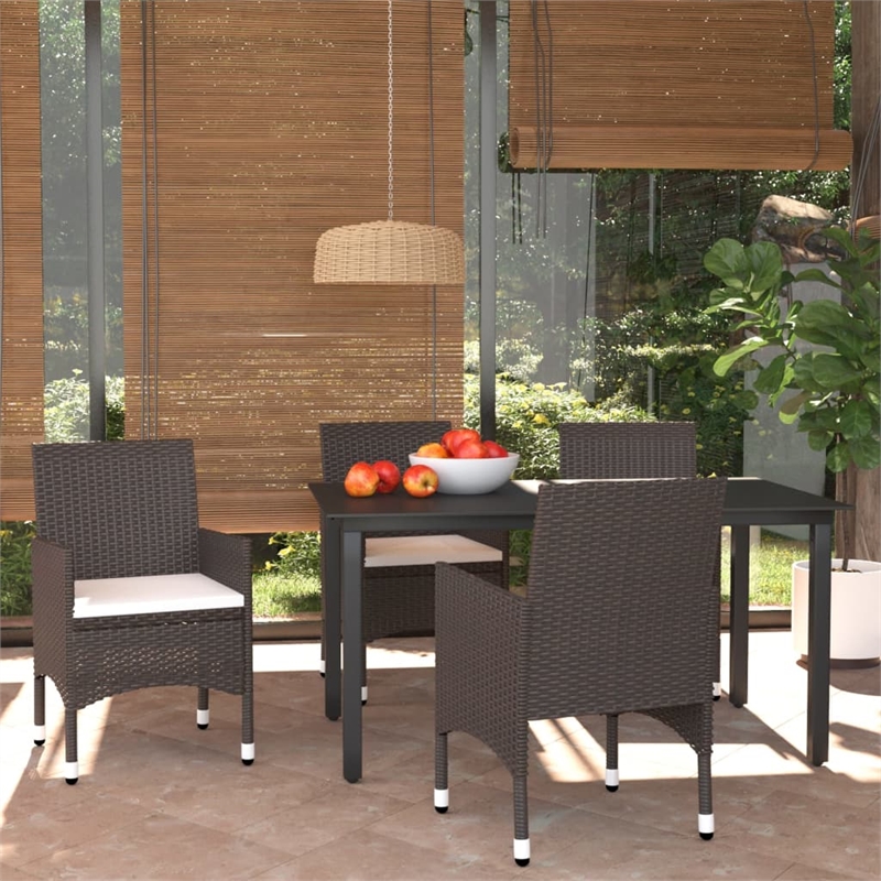 vidaXL PE Rattan 5 Piece Set Lightweight Dining Set in Brown