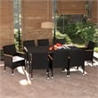 vidaXL Dining Set Table in Black/Chair in Black/Cushion Cream White
