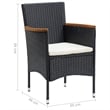 vidaXL Dining Set Table in Black/Chair in Black/Cushion Cream White