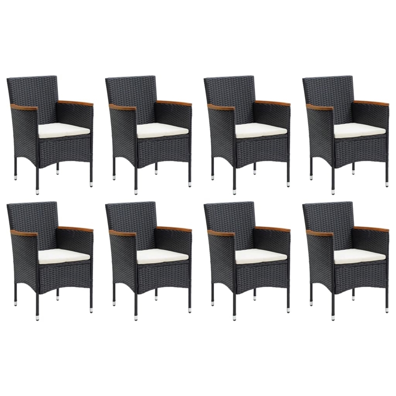 vidaXL Dining Set Table in Black/Chair in Black/Cushion Cream White