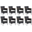 vidaXL Dining Set Table in Black/Chair in Black/Cushion Cream White
