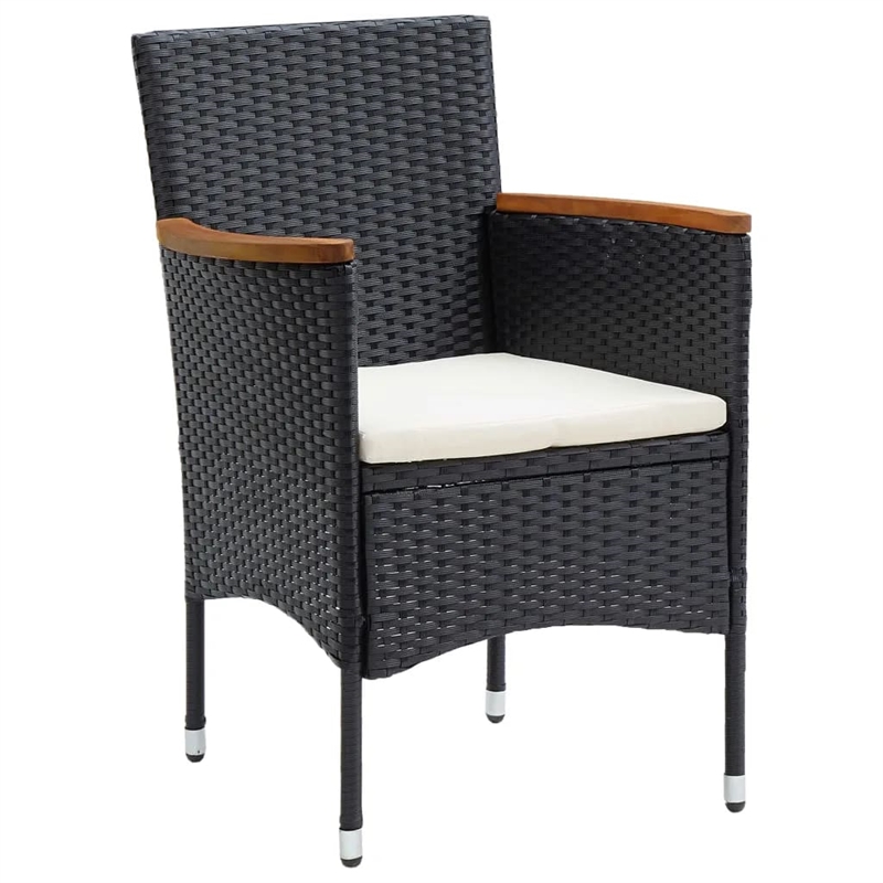 vidaXL Dining Set Table in Black/Chair in Black/Cushion Cream White