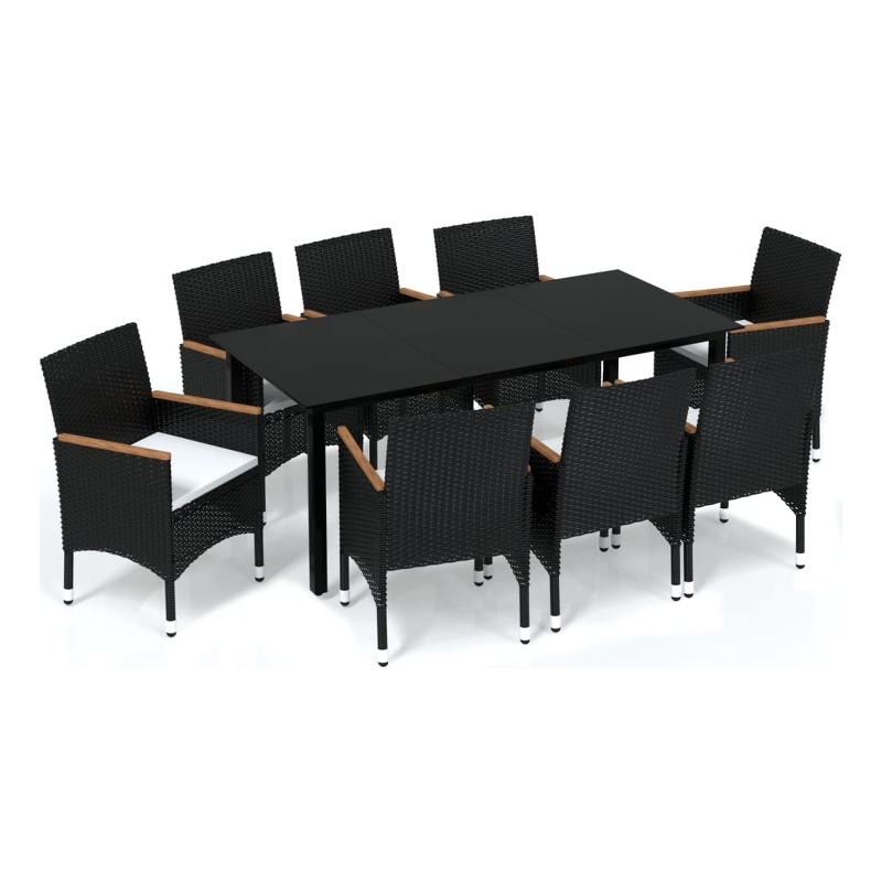 vidaXL Dining Set Table in Black/Chair in Black/Cushion Cream White