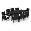 vidaXL Dining Set Table in Black/Chair in Black/Cushion Cream White