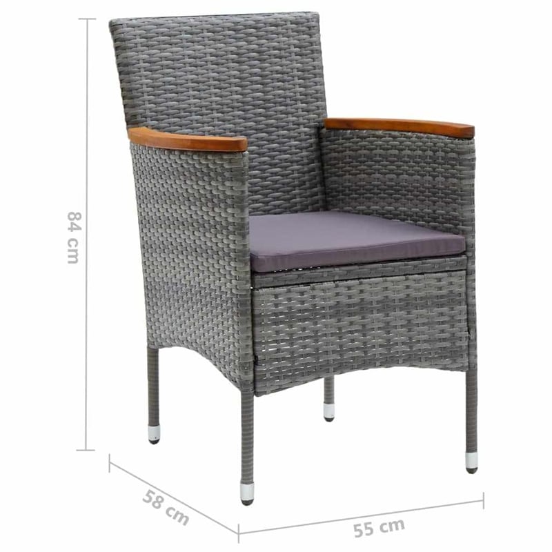 vidaXL PE Rattan 7 Piece Lightweight Dining Set in Gray
