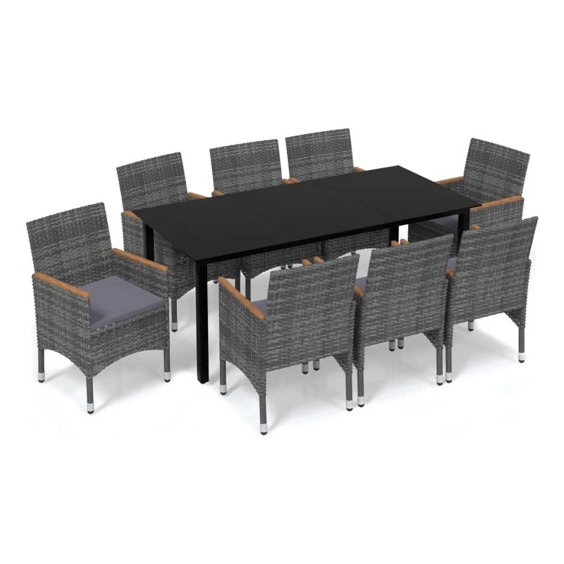vidaXL Dining Set in Black/Gray/Dark Gray/Natural Wood