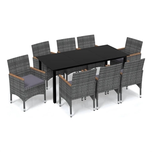 vidaXL Dining Set in Black/Gray/Dark Gray/Natural Wood