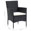 vidaXL PE Rattan & Polyester Medium Dining Set in Black