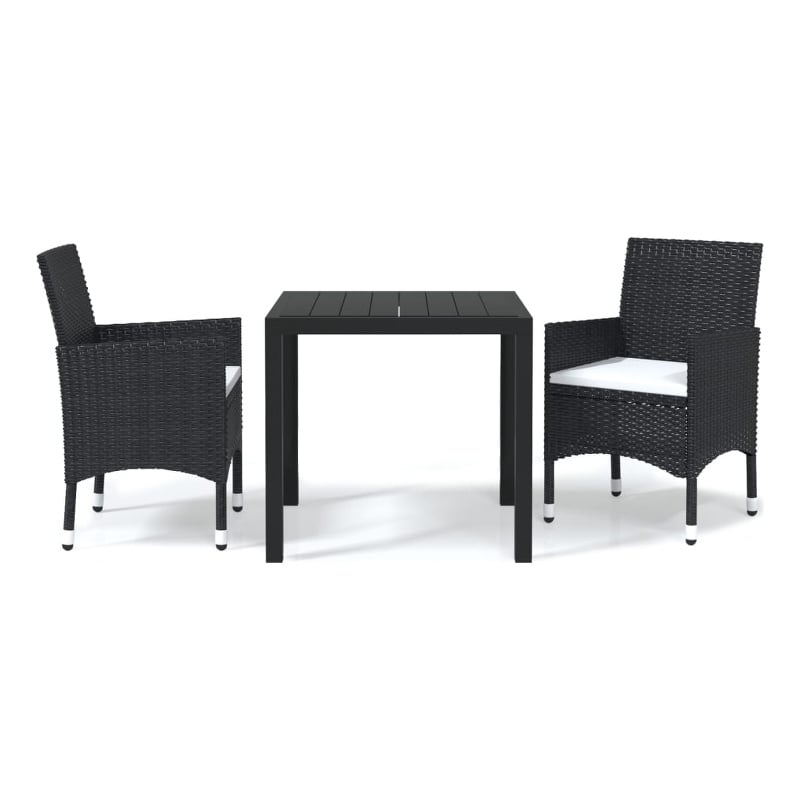vidaXL PE Rattan & Polyester Medium Dining Set in Black
