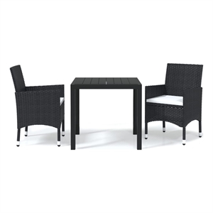 vidaXL PE Rattan & Polyester Medium Dining Set in Black