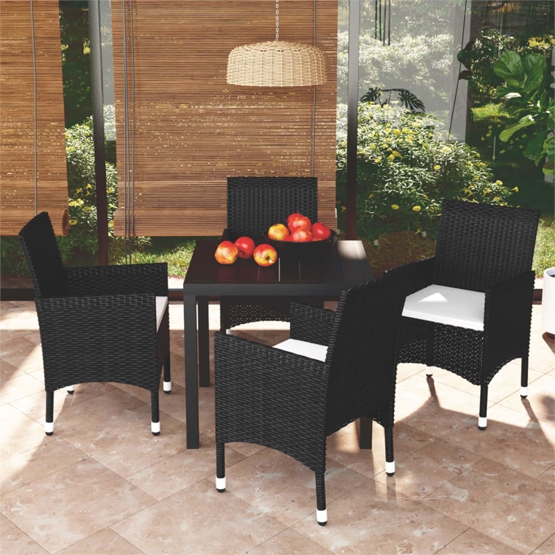 vidaXL D PE Rattan & Aluminum ining Set in Black