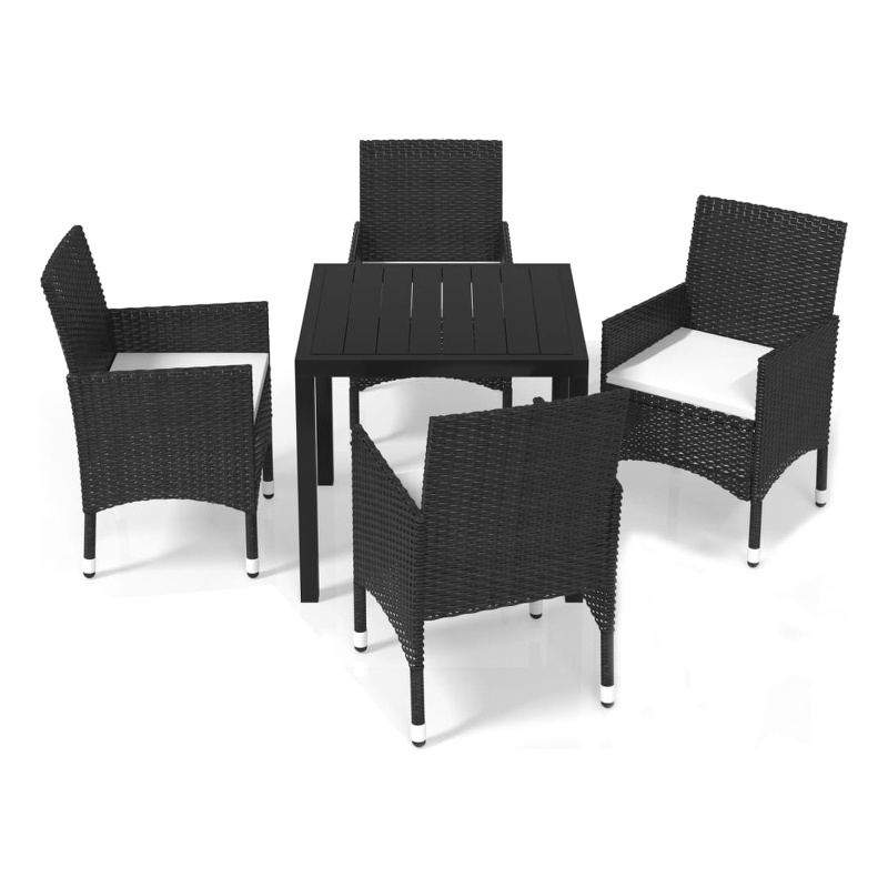 vidaXL D PE Rattan & Aluminum ining Set in Black